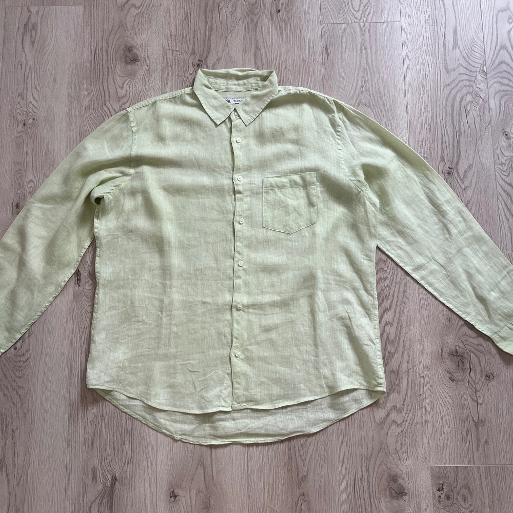 Zara Men's Green Pocket Shirt Lined Blend Button Up Sz. XL